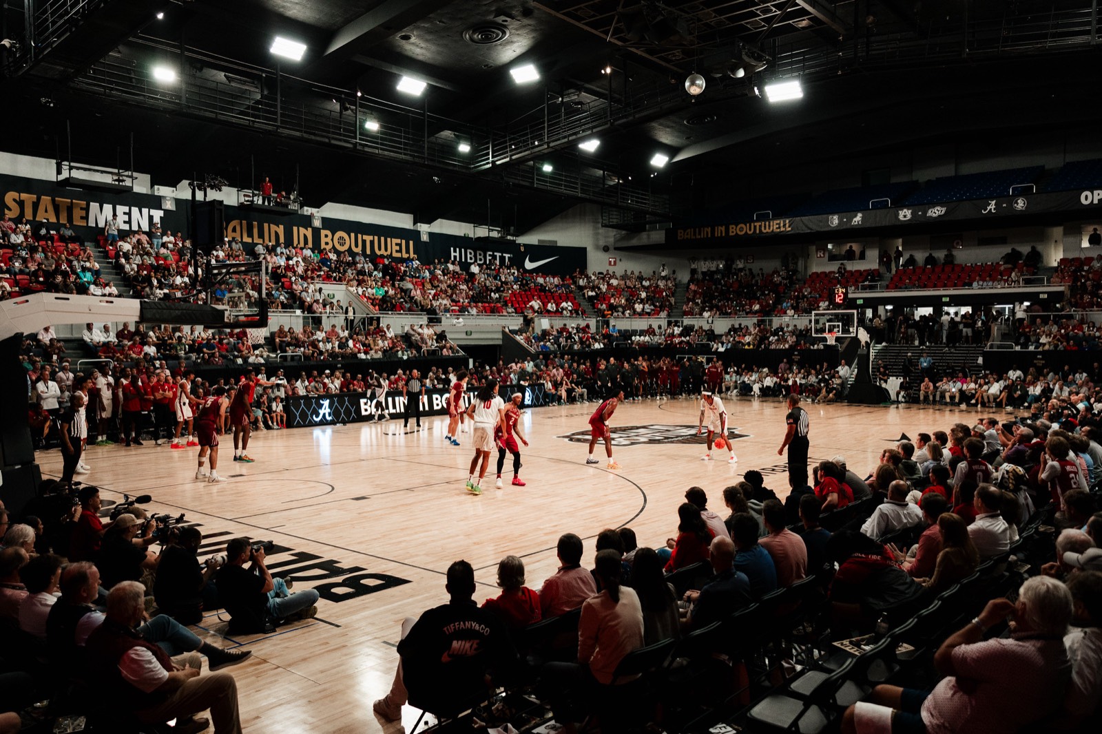 Courtside at Boutwell - fans and photographers right on the floor.